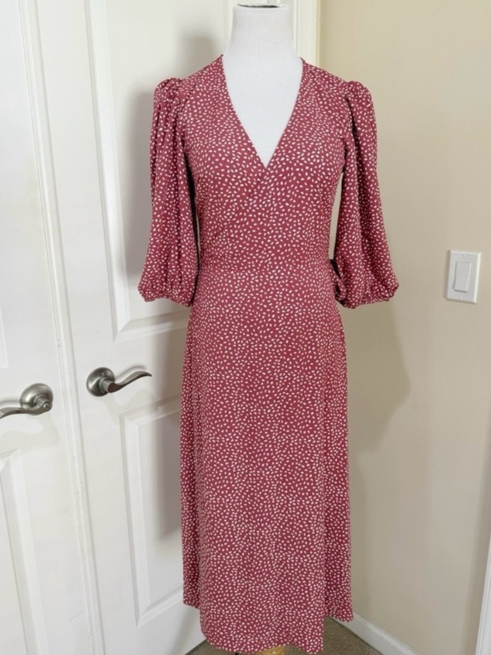 NWT Lucy Paris Elegant Red Polka Dot Wrap Dress (Anthropologie)